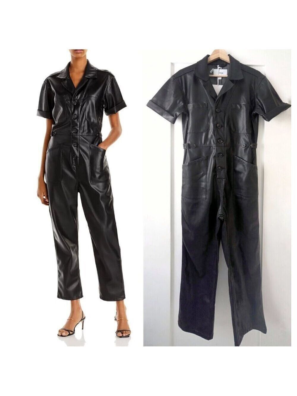 Pistola | Grover Vegan Leather Jumpsuit In Black